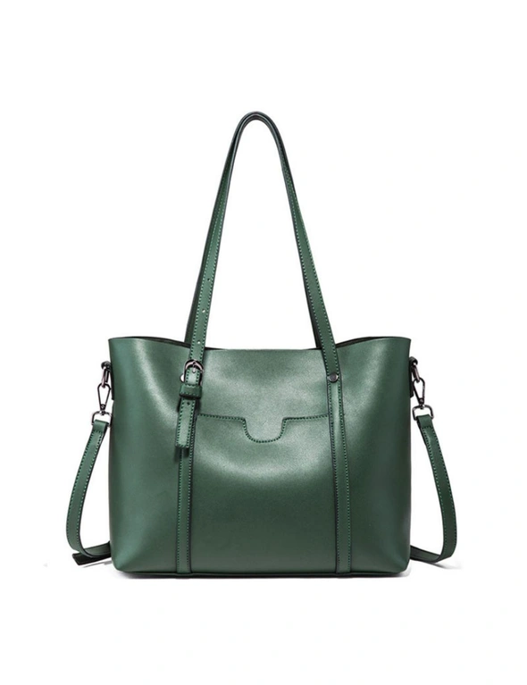 Soft Leather Tote Bag - Dark Green  Dark Green, hi-res image number null