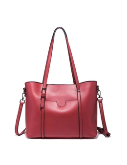 Soft Leather Tote Bag - Wine Red  Wine Red