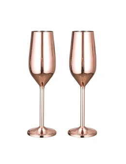 Stainless Steel Champagne Glasses - 2 Pack - Copper Plated
