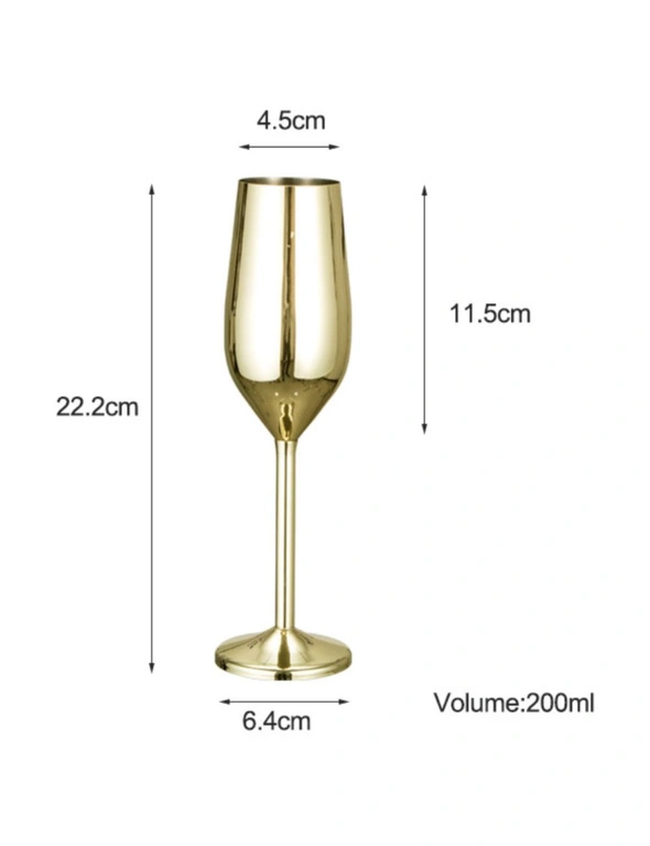 Stainless Steel Champagne Glasses - 2 Pack - Gold Plated, hi-res image number null