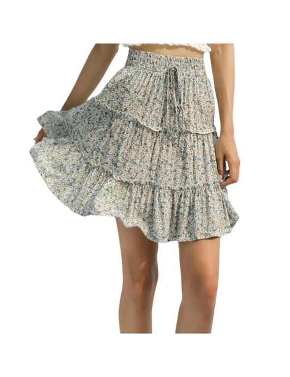 Womens Floral Print High Waist Ruffled Mini Skirt, hi-res image number null