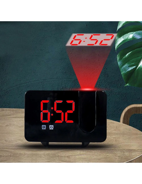 LED Curve Projector Clock - Black with Red Light, hi-res image number null