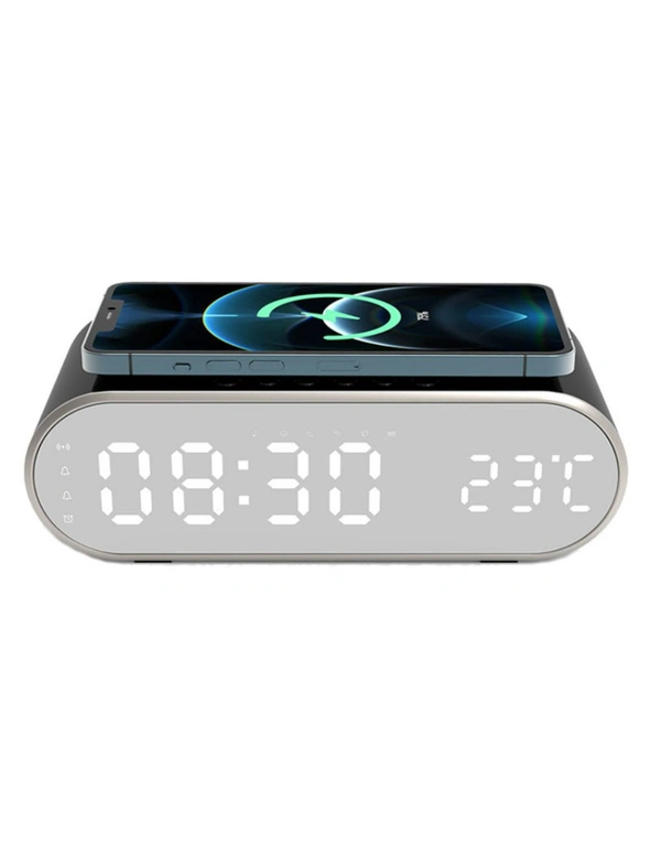 Alarm Clock with Wireless Charger - Black, hi-res image number null