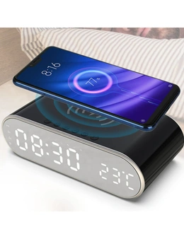 Alarm Clock with Wireless Charger - Black