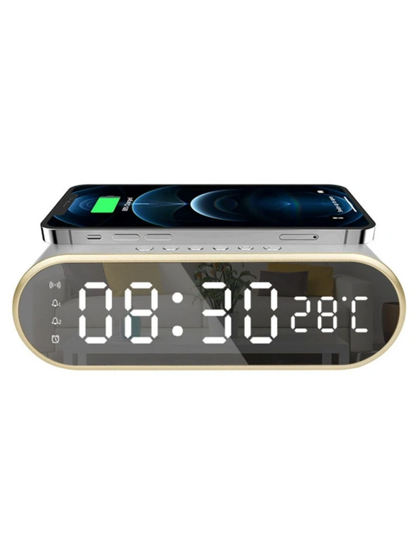 Alarm Clock with Wireless Charger - Silver, hi-res image number null