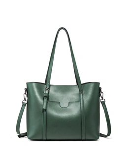 Soft Leather Tote Bag - Dark Green