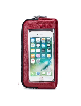 Touchable Phone Bag Genuine leather - Wine Red