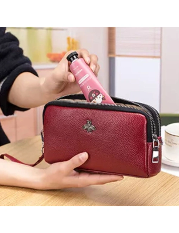 Touchable Phone Bag Genuine leather - Wine Red, hi-res image number null