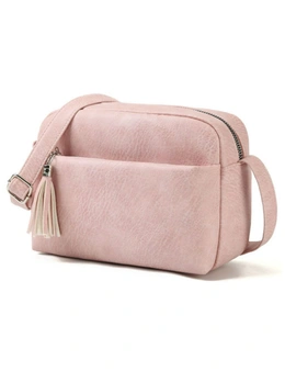 Small Triple Zip Cross Body Bag Handbag - Pink