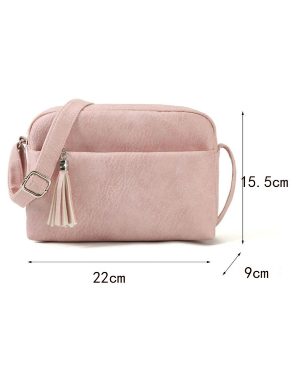 Small Triple Zip Cross Body Bag Handbag - Pink, hi-res image number null