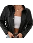 ICB Women's PU Leather Jacket Loose Fit Button Closure, hi-res