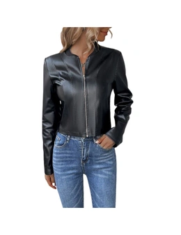 ICB PU Leather Jacket Slim Fit Zipper Closure