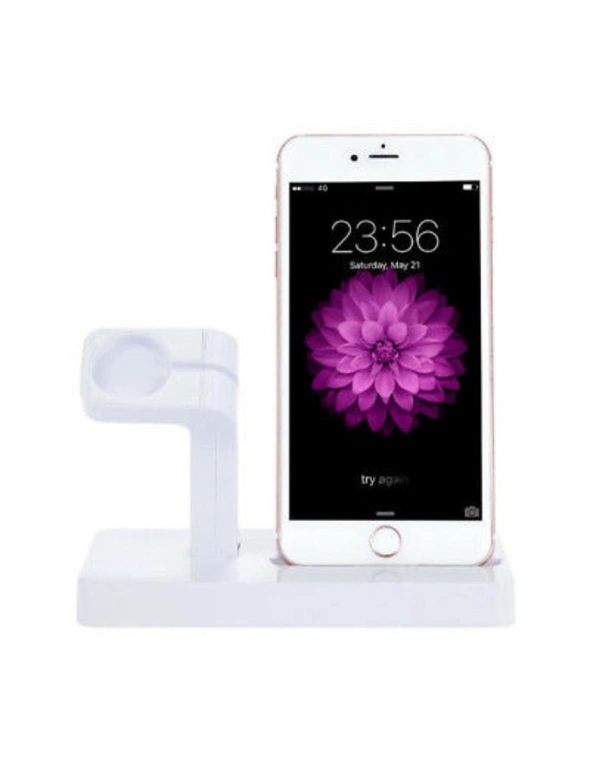 2-in-1 Charging Docks for iPhone and Apple Watch - Compact and High Performance - White, hi-res image number null