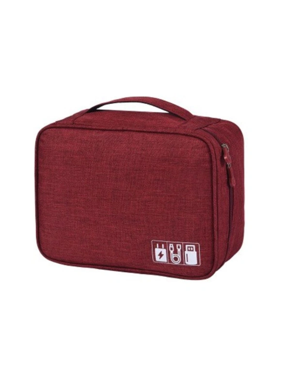 Charging Cable Travel Organiser - Wine Red - Waterproof, hi-res image number null