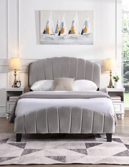 IHOMDEC Queen Size Shell-Style Bed Frame Base Mattress Platform BEF04 Grey