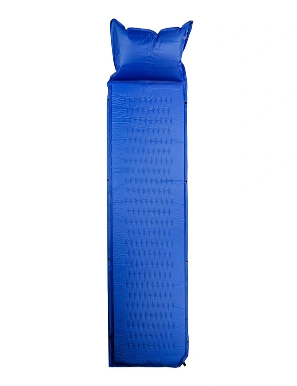 IHOMDEC Outdoor Camping Portable Self inflating Single Air Mat with Air Pillow Blue, hi-res image number null