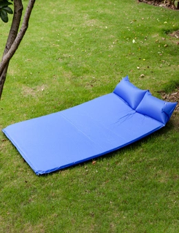 IHOMDEC Outdoor Camping Portable Self inflating Double Air Mat with Air Pillow Blue