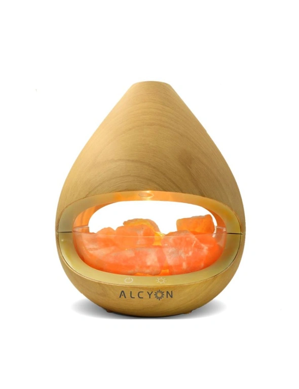 Genuine Himalayan Salt Lamp Diffuser Alcyon KIYOSHI Aromatherapy Light Oak, hi-res image number null