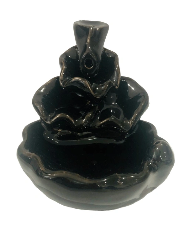 Black Waterfall Ceramic Backflow Incense Burner, hi-res image number null