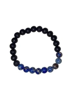Lava Bead and Lapis Lazuli Bracelet