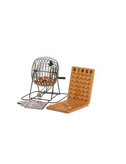 Jenjo Games Bingo w/ Metal Cage & Wooden Scoreboard