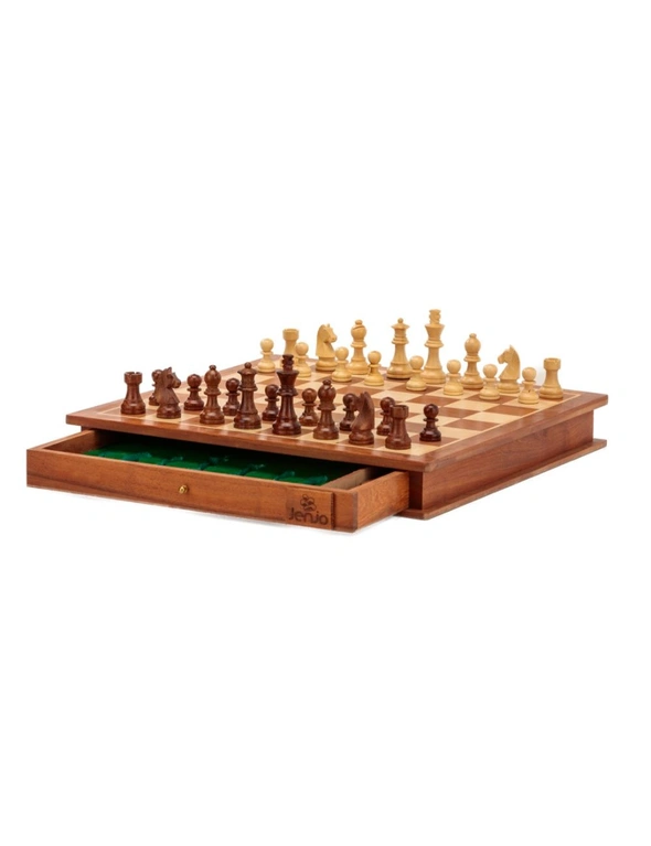 Jenjo Games Chess and Checker Board Portable Wooden Set, hi-res image number null