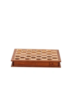 Jenjo Games Chess and Checker Board Portable Wooden Set