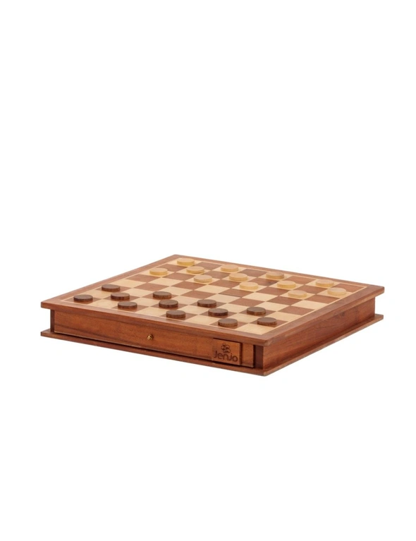 Jenjo Games Chess and Checker Board Portable Wooden Set, hi-res image number null