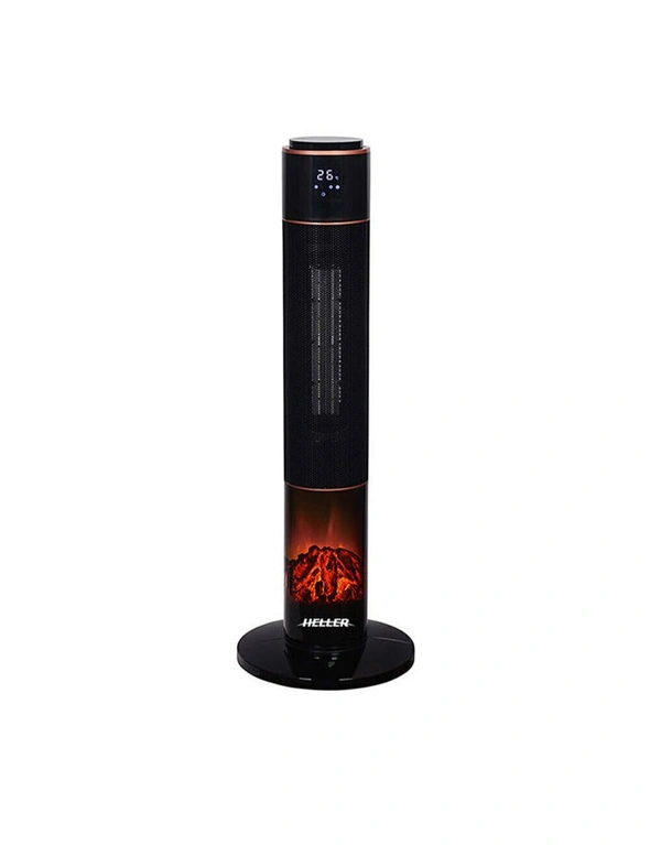 Heller 2000W Ceramic Oscillating Heater with Flame Effect Timer and Remote Control, hi-res image number null
