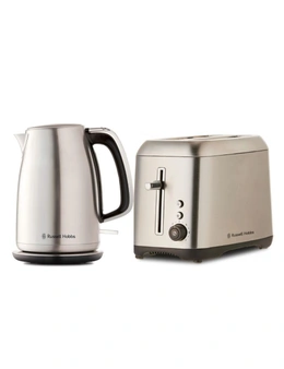 Russell Hobbs Carlton 1.7L Kettle and 2 Slice Toaster Set- Brushed Stainless Steel