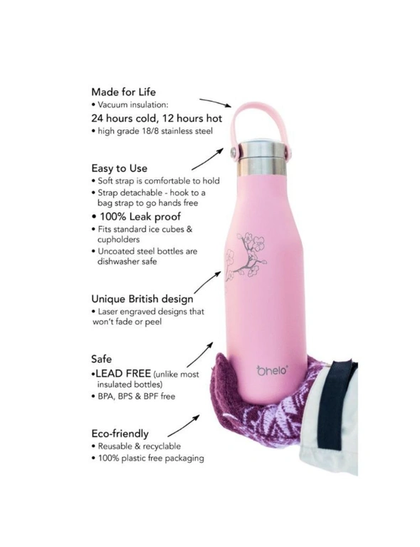 Ohelo Pink Bottle With Etched Blossoms 500ml, hi-res image number null