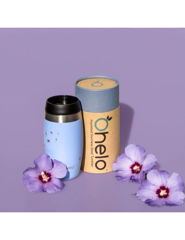 Ohelo Blue Tumbler With Etched Swallows 400ml, hi-res image number null