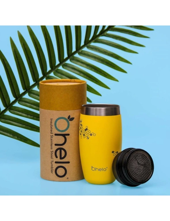 Ohelo Yellow Tumbler With Etched Bees 400ml, hi-res image number null