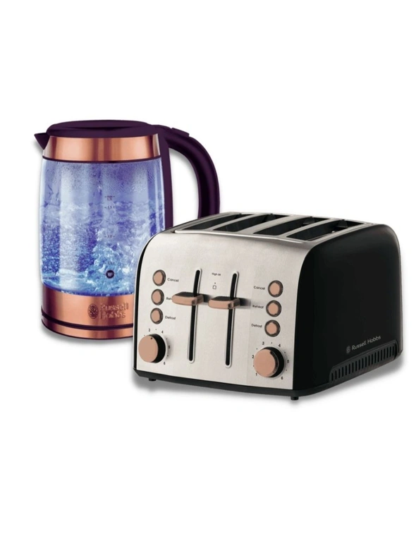 Russell Hobbs Brooklyn 4 Slice Toaster and 1.7L Glass Kettle Set, hi-res image number null
