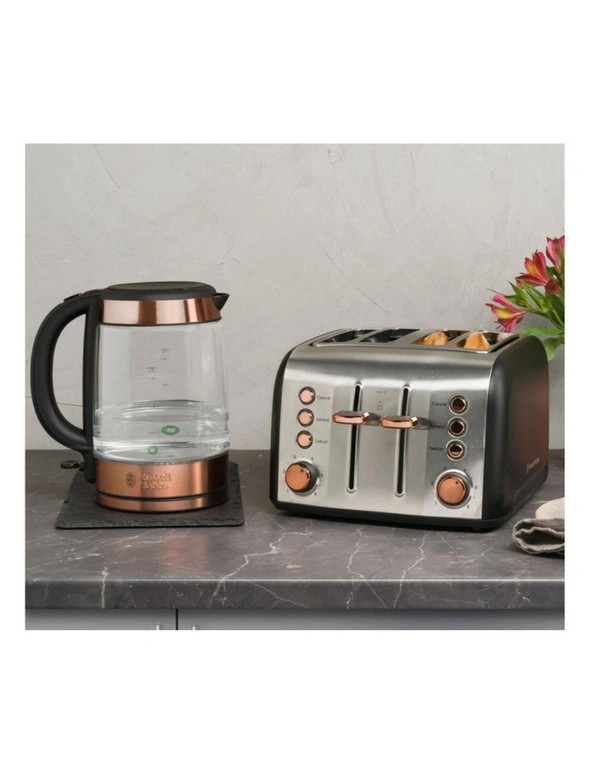 Russell Hobbs Brooklyn 4 Slice Toaster and 1.7L Glass Kettle Set, hi-res image number null