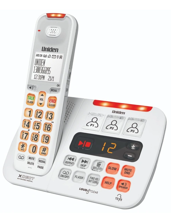 Uniden Visual & Hearing Impaired Cordless Phone - White, hi-res image number null