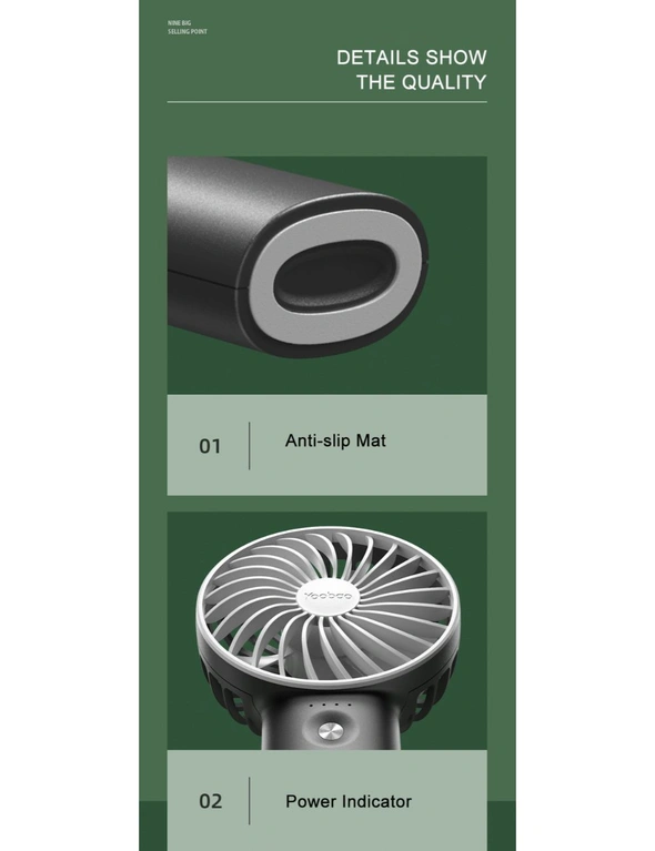 Yoobao Rechargeable 2 in1 Portable USB High Capacity Fan & Power Bank, hi-res image number null