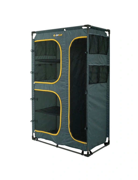 Oztrail 141cm Camp Wardrobe Portable Outdoor Camping Clothes Storage Cabinet GRN, hi-res image number null