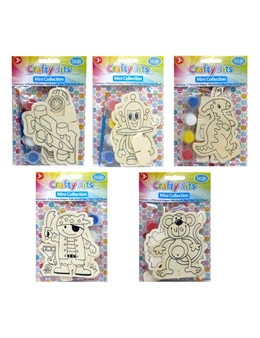 5x Crafty Mini's Plywood Shaped Paint Kit Blue Pack Kids Art/Craft 3y+ Assorted