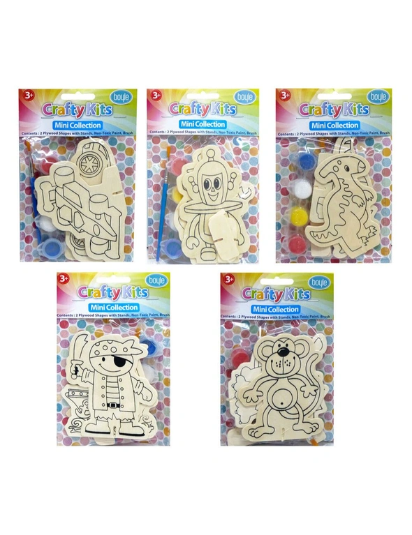 5x Crafty Mini's Plywood Shaped Paint Kit Blue Pack Kids Art/Craft 3y+ Assorted, hi-res image number null