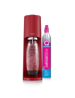SodaStream Terra Classic Sparkling Water Maker w/60L Cylinder/1L Bottle Red