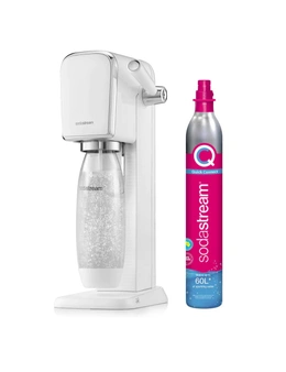 SodaStream Art Sparkling Fizzy Water/Soda Drink Maker White 60L w/1L Bottle