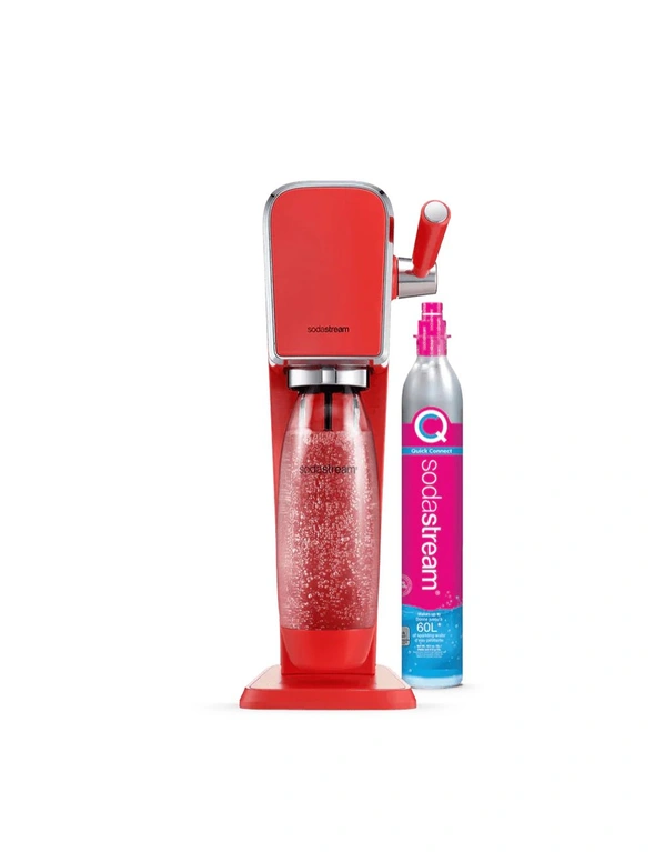 SodaStream Art Sparkling Water Maker w/60L Gas Cylinder & 1L Bottle  Mandarin Red