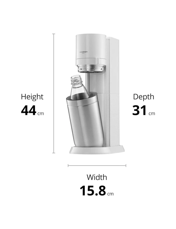 SodaStream Duo Sparkling/Fizzy Water Soda Drink Maker White 60L w/1L Bottle, hi-res image number null