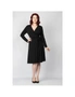 Yvonne Adele Women's Size 12 Rappers Delight Jersey Long Sleeve Wrap Dress Black, hi-res