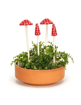 3x Garden Ceramic Mushroom Red Sticks Outdoor Ornament Yard Patio Decor Assorted