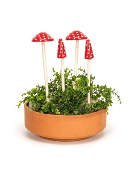3x Garden Ceramic Mushroom Red Sticks Outdoor Ornament Yard Patio Decor Assorted