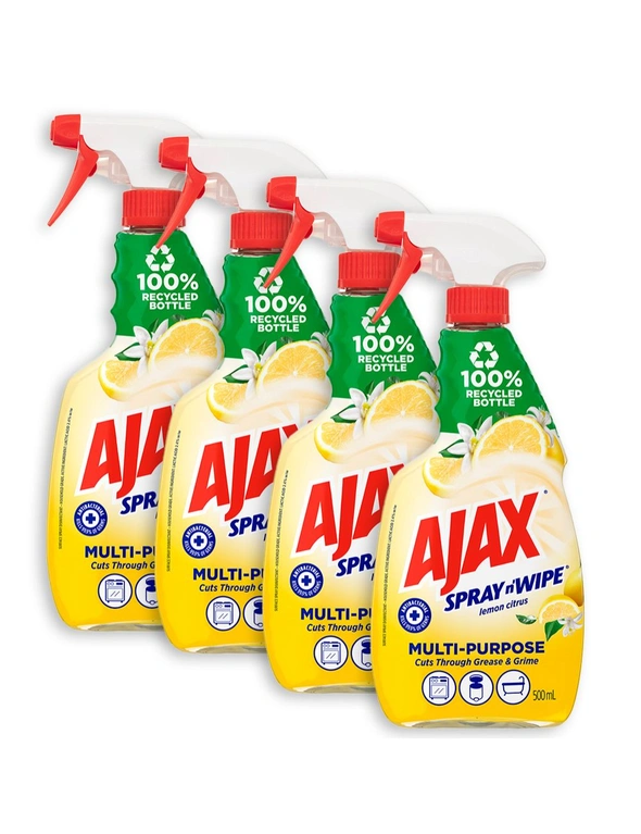 4PK Ajax 500ml Spray n Wipe Trigger Multi Purpose Lemon Citrus, hi-res image number null
