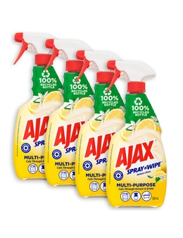 4PK Ajax 500ml Spray n Wipe Trigger Multi Purpose Lemon Citrus