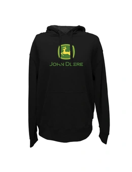 John Deere Mens/Unisex Size L Cotton Logo Fleece Hoodie/Hooded Jumper Black